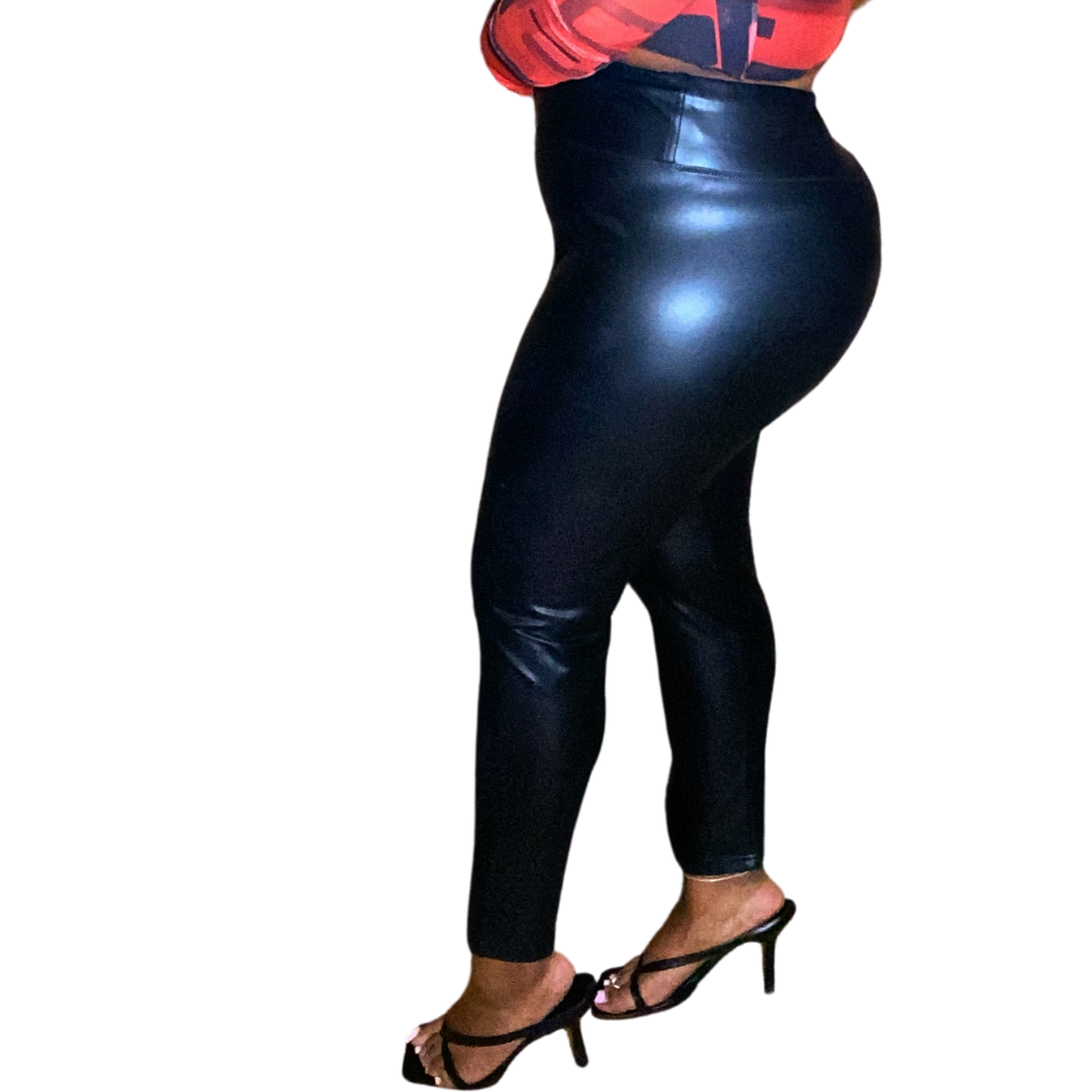 VEGAN FAUX LEATHER LEGGINS