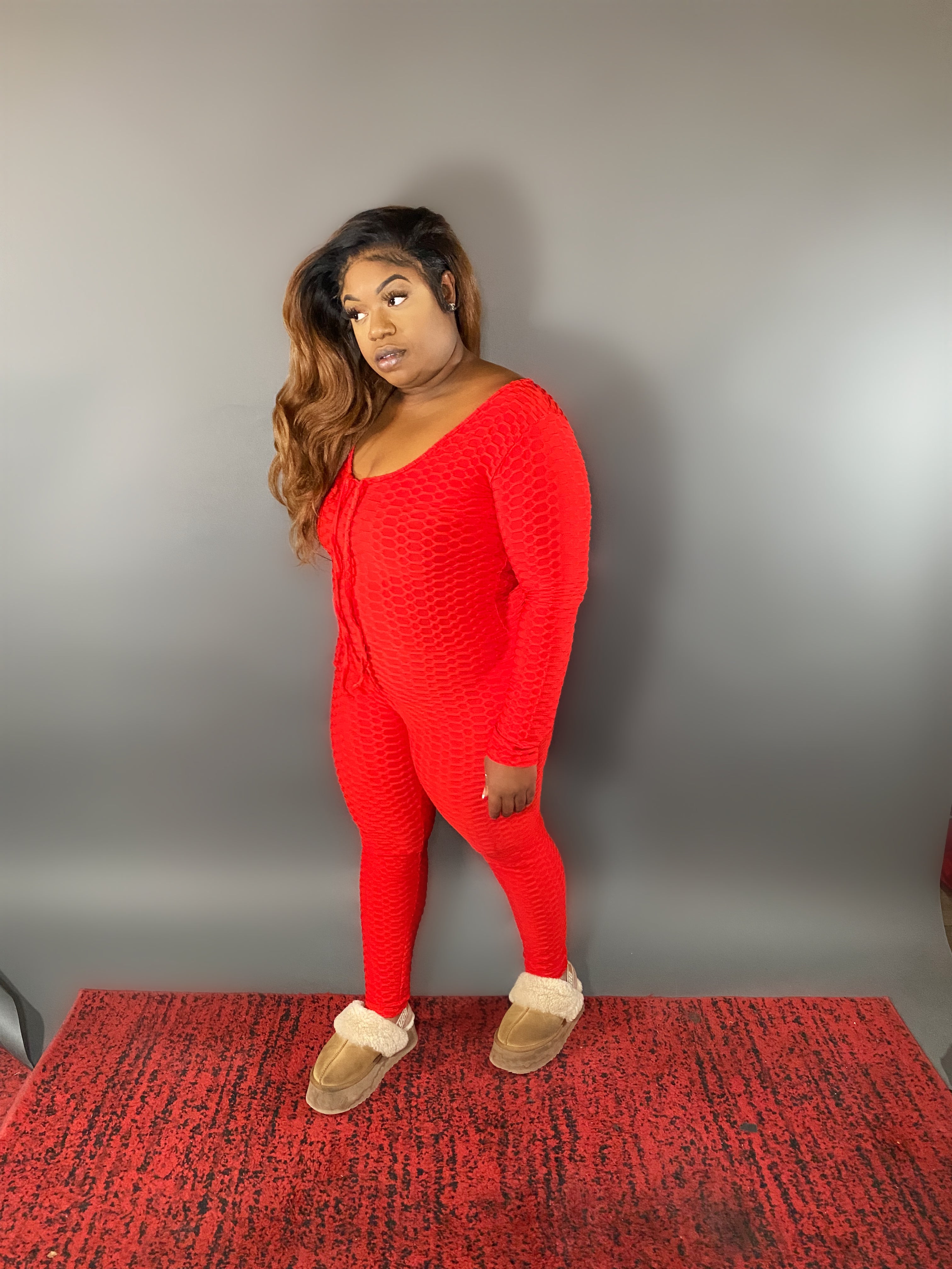 IN YOUR DREAMS JUMPSUIT RED