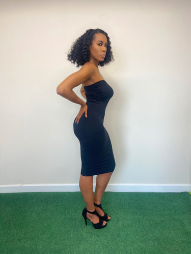 SULTRY TUBE TOP DRESS IN BLACK